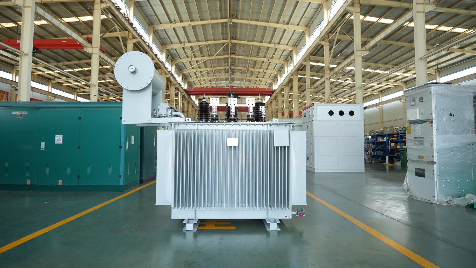Oil-immersed transformer in the workshop